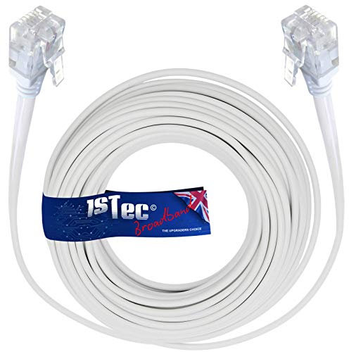 1STec 1.5M ADSL2+ Super High Speed Cat5e RJ11 Broadband Hub Internet Extension Cable for BT Infinity Sky Q Talktalk Plusnet EE Vodafone Post Office Router on Fibre/Standard Services 1.5 Metre White