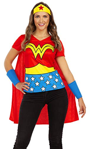 Funidelia | Kit Wonder Woman pour Femme Super héros, DC Comics - Déguisement pour Adultes et Accessoires pour Halloween, Carnaval et fêtes - Taille XS - Rouge