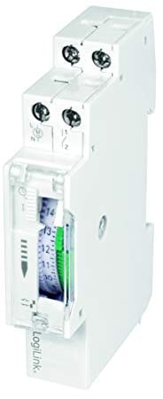 LogiLink DIN-Rail Zeitschaltuhr mit mechanischem Timer zum einfachen Schalten von z.B. Neonlichter, Warmwasserbereiter, Laternen, Bewässerungsanlagen, etc, IP20 Schutz, 138mm