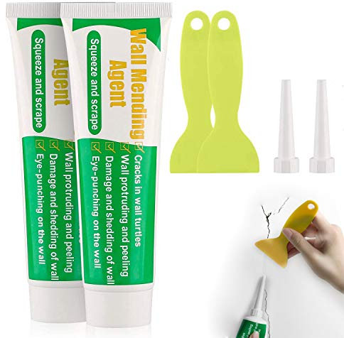 Wall Repair Cream,2X120g Wall Mending Agent,Wall Filler,Mildew and Waterproof Restorer,Nail Holes, Peeling,Graffiti, Stains, Scra Repair Tool - Household Tool
