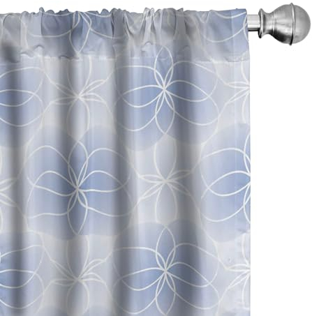 ABAKUHAUS Geometrie Vorhänge, Gardinen, Blume des Lebens Kunst, Fensterbehandlungen für Wohnzimmer Schlafzimmer Dekor, 2 Stück 75 cm b x 175 cm h, Hellblau