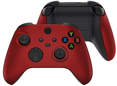 eXtremeRate Case & Griffteil Hülle für Xbox Series X/S, DIY-Ersatz Hülle Case Gehäuse Schale Skin Faceplate Zubehör für Xbox Core Controller(Rot)-KEIN Controller enthalten