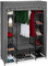 Relaxdays Stoffschrank mit Kleiderstange & 12 Ablagen, HBT: 175x135x45cm, Kleiderschrank mit Reißverschluss, anthrazit