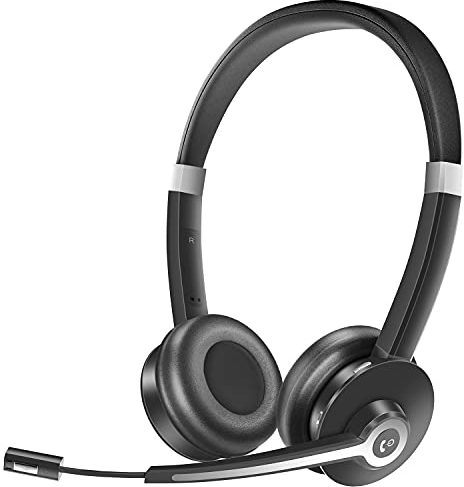 YUWAKAYI Bluetooth Headset with Noise Canceling Microphone, V5.0, Mic Mute, Wireless Headphone for Laptop, Cell Phone, Tablet, Call Center, Office, Meeting,Online Class