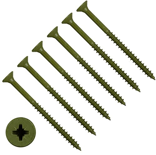 TERF® Decking Screws 5.0 X 50mm Pozi Drive Flat Countersunk Head Green Finish Anti Corrosion Screws 5.0 X 50mm For Decking Fence Floorboard Hard And Softwood - Pack of 50
