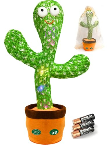 Hunfur Dancing Talking Cactus Toy,Interactive Funny Gift for Baby Infant 6-18 Months, Singing Record Repeat What You Say Light Up Toy for Toddler 1 2 3 Year Old Boy Girl