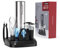 Abrebotellas de vino eléctrico con base de carga, Moocoo de acero inoxidable inalámbrico con aireador y vertedor 2 en 1, cortador de aluminio, 2 tapones de conservación al vacío