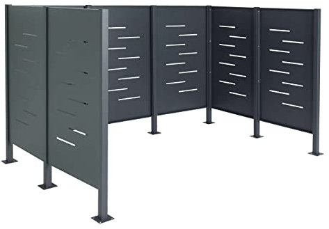 Mülltonnen-Zaun HWC-J55, Mülltonnenverkleidung Mülltonnenaufbewahrung, 150x243x163 Metall - anthrazit