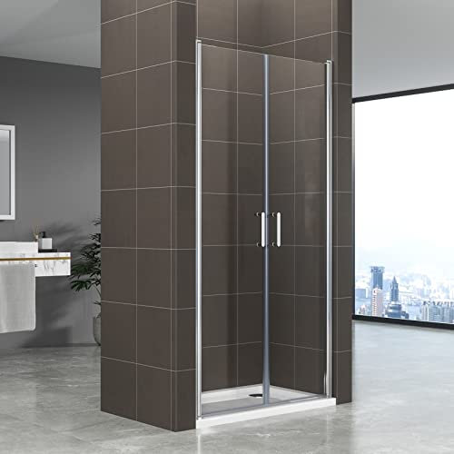 KIMI Porte de douche battante H 190 cm largeur réglable 82 à 85 cm verre 6 mm transparent