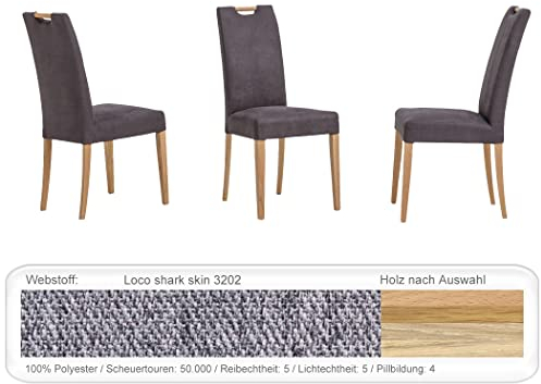 4X eleganter Polsterstuhl Silvana hochwertiger Stuhl Esszimmerstuhl Massivholzstuhl Küchenstuhl Verschiedene Varianten, Holzart:Eiche Sonoma lackiert, Bezugstoff:Loco Shark Skin
