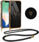 Vauki handyband Hülle für iPhone XS/X mit Band, mit Liebesmuster TPU Handyhülle Ultra dünn Stoßfeste, Galvanik Silikon Case Bumper mit Kordel zum Umhängen für iPhone XS 5.8, Schwarz