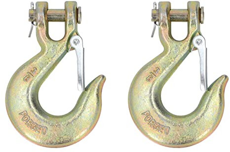 Paquete de 2 ganchos deslizantes en forma de U de 3/8, acero de aleación forjado de grado G70, con gancho de sujeción con cierre a presión para gancho de cadena de transporte de remolque