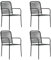 INLIFE Lot de 4 chaises de jardin en corde de coton et acier noir