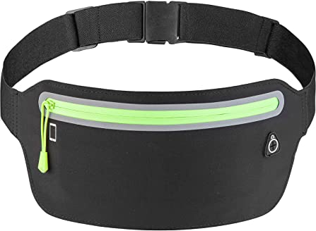 BAIWOAK Schmaler Laufgürtel, Bauchtasche, Ultraleicht, für Laufgürtel, Gürteltasche für Damen und Herren, Lauftelefone, Schwarz, Modern