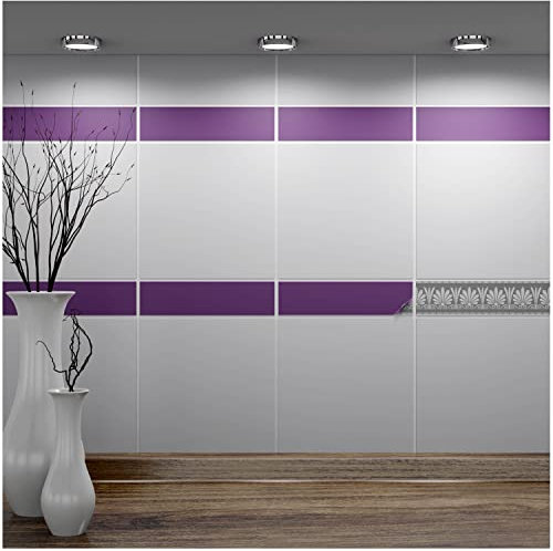 FoLIESEN - Autocollants pour Carreaux 5x20 cm | Film Autocollant pour carrelage de Salle de Bains et de Cuisine | Retirable sans résidus | carrelage adhesif | 1000 pièces, .:Violet Matt
