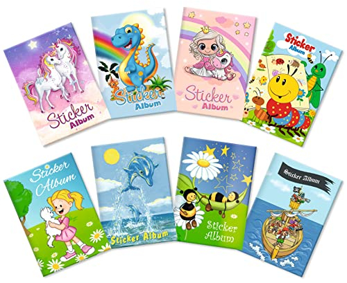 HERMA 15426 Stickeralbum leer zum Sammeln A5 Sortiment, 8 Stück, beschichtetes Stickerbuch aus Silikonpapier zum Ablösen und Wiederverwenden der Sticker, blanko Sammelalbum für Mädchen Jungen Kinder