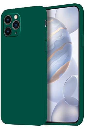 HONLEN Coque pour iPhone 11 Pro Max Protection Étui, (6.5 inches) Liquide TPU Silicone Case Anti Rayures Ultra Mince Souple Cover en Silicone Vert foncé
