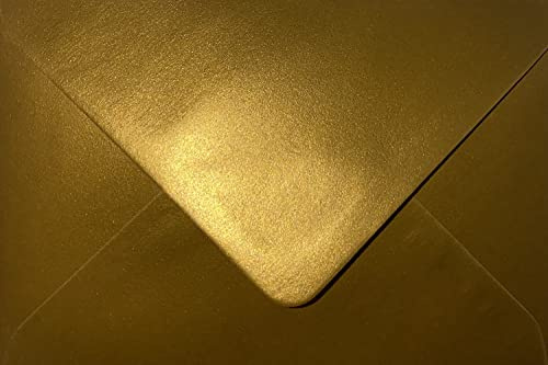 C5 (162x229mm) Coloured Envelopes for A5 Greeting Cards Wedding Invitations & Crafts Pack of 10 (Metallic Gold)