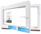 Kellerfenster Kunststofffenster weiß, BxH: 50 x 50 cm / 500 x 500 mm 2-fach Verglasung (32 mm) Dreh-Kipp inkl. Pilzkopfverriegelung, DIN Rechts (Griff Links), 60 mm Profil