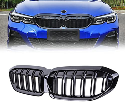 Kühlergrille Auto-Front-Nierengrill Racing Grill Schwarz Glänzend 2 Lamellen Zubehör Für BMW 3er G20 G21 328i 335i 340i 2019-2022