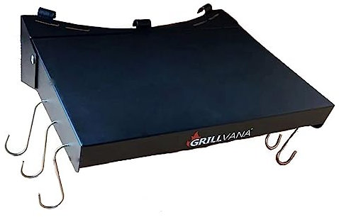 GRILLVANA Klappbares Beistelltischregal Kettle-Pro für Weber 55,9 cm Original und Master Touch Kugelkohlegrills | Kugelgrill Zubehör mit 6 Utensilienaufhängern