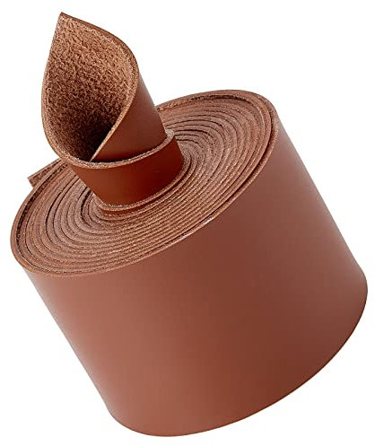 GORGECRAFT 2mx50mm Tiras de Cordón de Cuero Plano Mate Correa de Cuero Marrón Rollo de Cinturón Envoltura de Cuero de Un Solo Lado Cuerda de Trenzado Suministros Cordón de Imitación para Manualidades