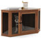 COSTWAY Mueble de Esquina para Mascotas, Casa para Perros con Puerta de Malla y Cojín, Jaula para Perros con Estilo de Mueble para Uso Interior, Casa Decorativa para Mascotas para Habitaciones