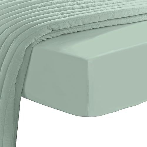 Pizuna 800 Fadenzahl Baumwolle spannbettlaken 170x200-180x200cm Meeresschaum, 100% Langstapelige Spannbetttuch, Weiche Mako Satin-Webart passt bis zu 40cm Matratzenhöhe (100% Baumwolle bettlaken)