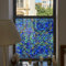 Neukids Selbstklebende Handbemalte fensterfolie statische Sichtschutzfolie fensterfolie buntglas Indigo Libelle Dekorfolie Schlafzimmer Wohnzimmer Küche Bad Büros Doppelseitig Glasaufkleber 40x200cm