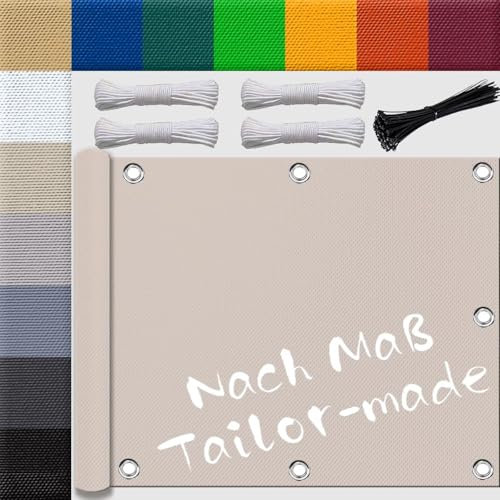 telo ombreggiante 1x5m Impermeabile Rettangolare 98% Anti UV Traspirante in 200 g/m² PES con Corde tenda ombreggiante da giardino esterno balcone patio feste balconi Taupe