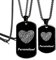 Ihanskio Personalisierte Hundemarken-Paar-Halskette mit Herz-Fingerabdruck-Text, eingravierte Versprechensworte, individuelle Erinnerungsgeschenke, passender Schmuck aus Edelstahl (Black-Fingerprint)