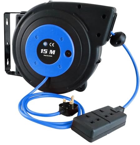 Ultra Explorer Retractable Automatic Cable Reel 50FT+4.5 (15+1.5M), Extension Cable Reel for Wall/Ceiling Mounting/Fence/Garden