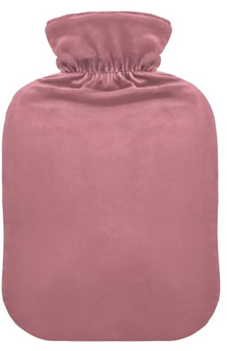 Rose Gold Hot Water Bottle with Soft Cover Hand Feet Warmer Hot Water Bag for Hot and Cold Compress, 2 Liters