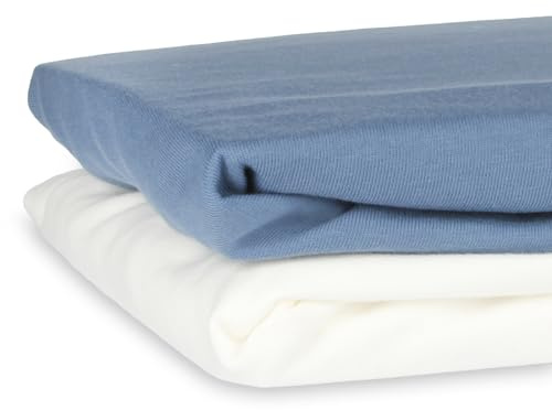 Schlummersack Spannbettlaken 60x120 cm - 70x140-2er-Pack blau/weiß, 100% Baumwolle, Oeko-Tex, Bettlaken für Baby und Kinderbett