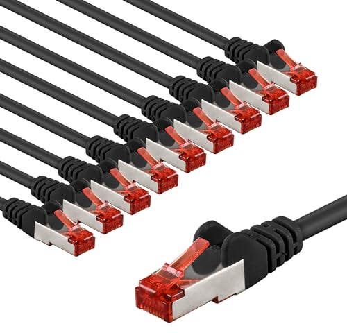 goobay Cable de red/Cat. 6, 10 unidades, apantallado, S/FTP/CU, cable de Ethernet, PiMF, LSZH/Cat 6, 10 Gbit/s, 10 x 3m, 65980, 3 metro, negro