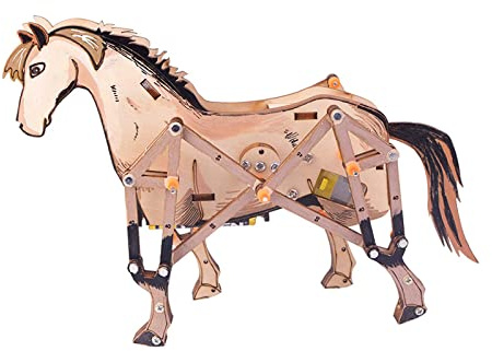 Amagogo DIY 3D Holzpuzzle Spielzeug Montage Pferd Mechanische Zahnräder Bausatz für Kinder