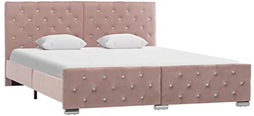 Générique Cadre de lit Rose Velours 160x200 cm,Meubles,Lits & Accessoires,Lits & Cadres de lit,28.8 kg,Rose,286827