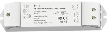 1CH*2A RF 0-10V 1-10V Dimmantrieb AC100-240V 200-480W Phasenabschnitt-Triac-Dimmer S1-L geeignet for dimmbare LED-Leuchten