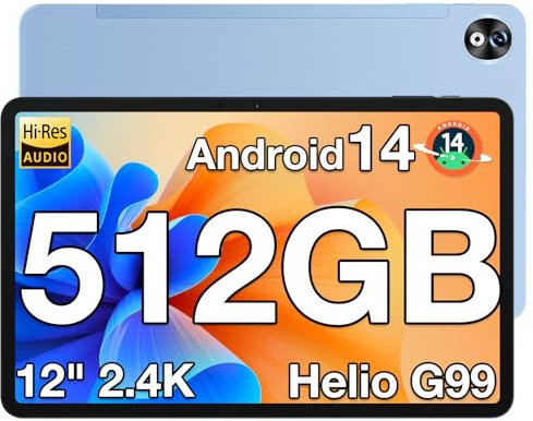 DOOGEE T40 Pro Tablet 12 Pulgadas, Android 14 20GB RAM+512GB(TF 2TB), Batería 10800mAh(Type-C) 2.4K Pantalla IPS, Cámara 16MP+8MP, Dual SIM 4G/5G WiFi, BT5.0, Octa Core