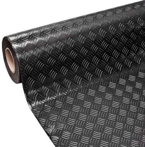 Tapis en caoutchouc pour tapis de sol denté en tôle antidérapant isolant noir 140 x 200 cm