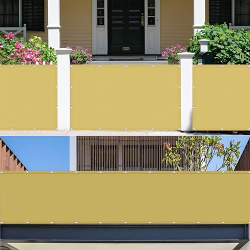 Vela Ombreggiante Impermeabile 200 x 360 cm Impermeabile, Protezione Antivento 98% Anti UV Schermo Privacy Awnings Panno per Esterno Giardino Terrazza, Color Crema