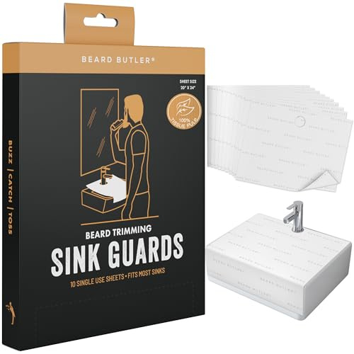 Beard Butler, Einweg-Spülbeckenschutz (10 ct) – Bart-Haarfänger – 100 % biologisch abbaubarer Zellstoff – Summen, Fangen, Werfen – Bart-Lätzchen-Alternative
