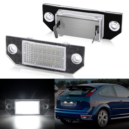 POPMOTORZ LED Kennzeichenbeleuchtung, LED Nummernschildbeleuchtung mit Canbus Fehlerfrei 2835 SMD für Ford C-MAX 2003-2007 Focus MK2 2003-2008, 2 Stück