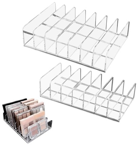 XRPRPX 2Pcs Lidschatten Organizer Schminktisch Organizer Make up Paletten Aufbewahrung Durchsichtig Cosmetic Organizer mit 7 Fächern Schmink Organizer Schublade Kosmetik Aufbewahrung für Kosmetik