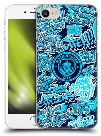 Head Case Designs Offiziell Zugelassen Manchester City Man City FC Muster Graffiti-Schlagwörter von Murwalls Schwarze Handyhülle Hülle Huelle kompatibel mit Apple iPhone 7/8 / SE 2020 & 2022