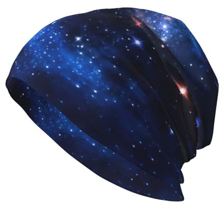 Galaxy Night Modische Strickmütze für Erwachsene, Bean-Mütze, elastisch, ohne Krempe, warme Mütze, für den Alltag zu Hause, Schwarz, Schwarz, Einheitsgr��e