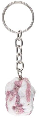 LAMARE – Portachiavi in Pietra Naturale Grezza a Punta – Ametista, Citrino, Tormalina, Amazonite – Con Anello in Metallo – 3-4 cm – 1 Pezzo Unico (Tormalina Rosa)