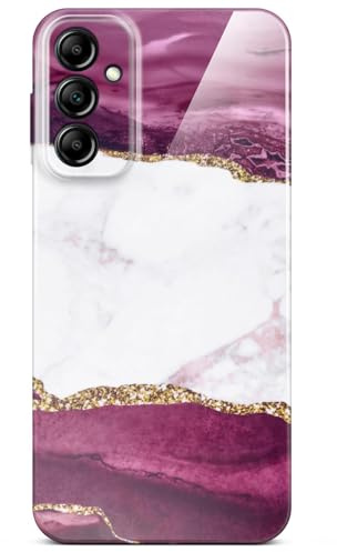 ONEFLOW Bliss Cover für Samsung Galaxy A14 (4G/5G) Hülle in Marmor Optik, Designer Case Handy Schutzhülle mit Kameraschutz, Muster Hardcase Glitzer Handyhülle marmoriert, Rot Gold Weiß