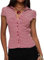 YILEEGOO Chemise basique boutonnée à manches courtes et col à revers pour femme - Chemisier serré à nouer dans le dos - Coupe ajustée - Chemise d'été de bureau, Rouge à carreaux, XL