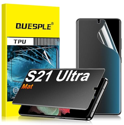 QUESPLE [2 Pièces] Mat Protection écran Anti Espion pour Samsung Galaxy S21 Ultra, Anti-empreintes, Anti-éblouissement Matte TPU Film Protection écran, Compatible avec Lecteur d’Empreinte